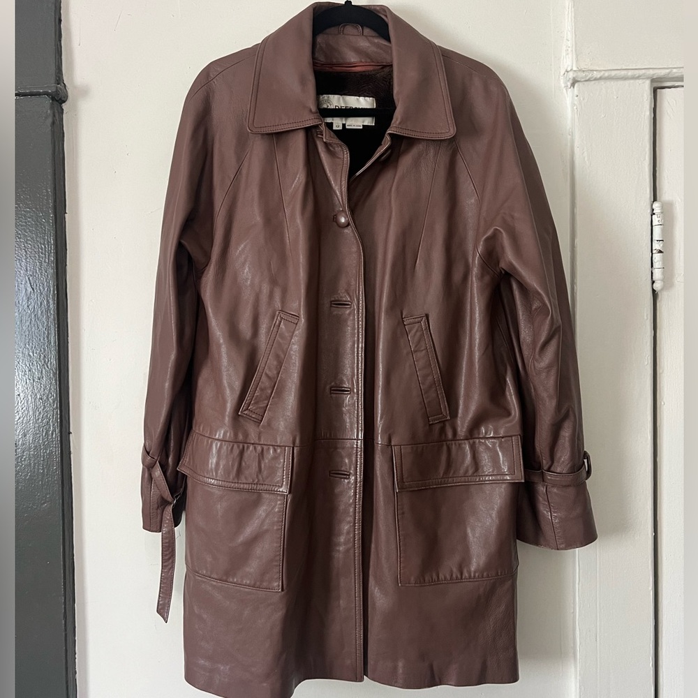 Vintage Brown Genuine Leather Utility Parka Size 12/ Large